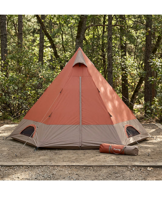 Forog Fieldcone Pyramid Tent 4 Person Terracotta Taupe - Lifestyle view