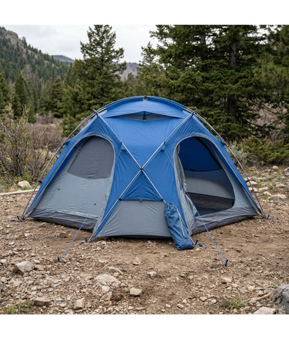 Forog Facetline Geodesic Tent 3 Person Cobalt Gray - Lifestyle view